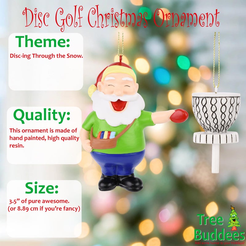 Tree Buddees Santa Frisbee Disc Golf Christmas Ornament 2 Piece Set